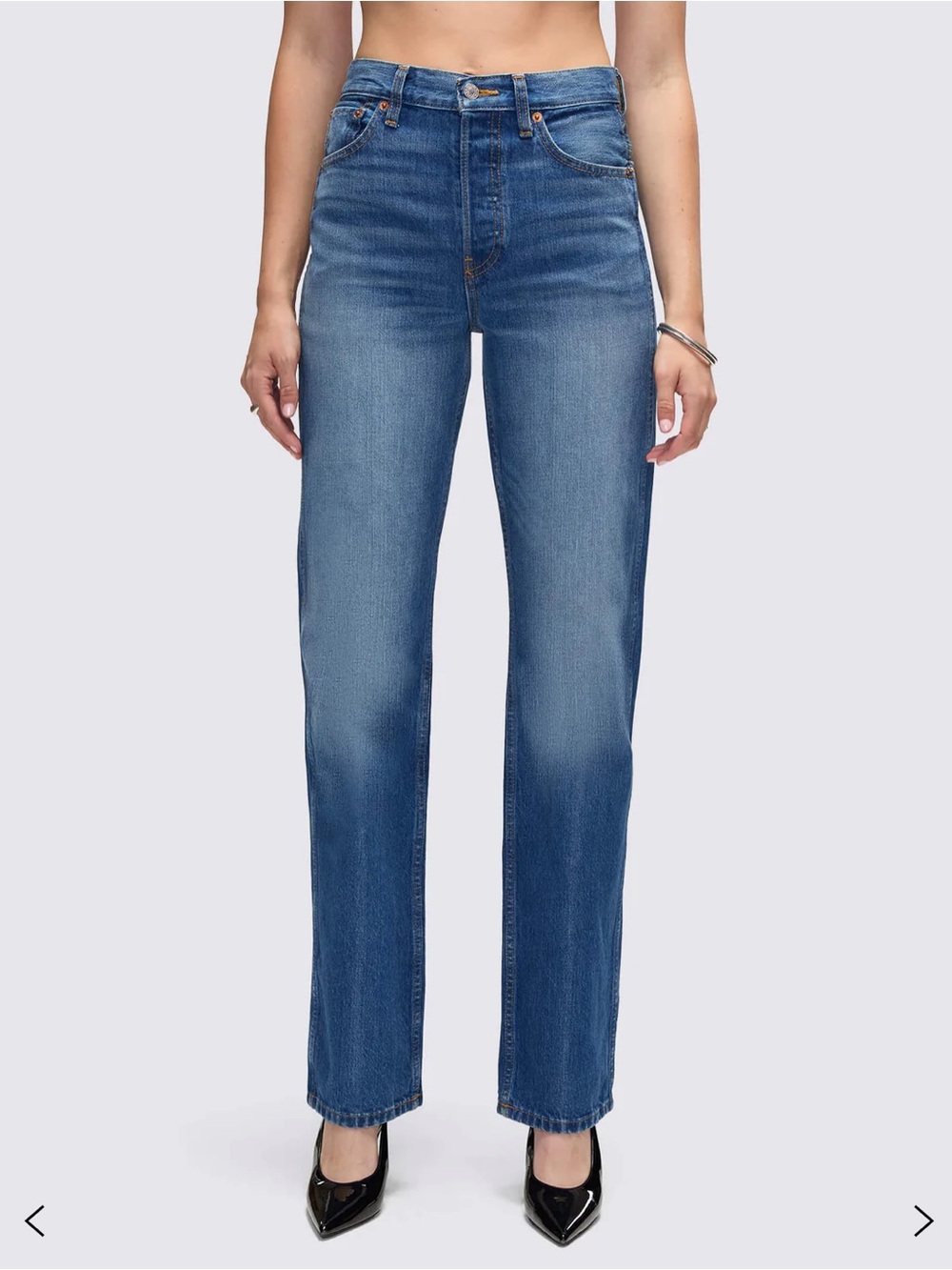 Re/done 90s High-Rise Loose Jeans in Nightbird Blue Size 26